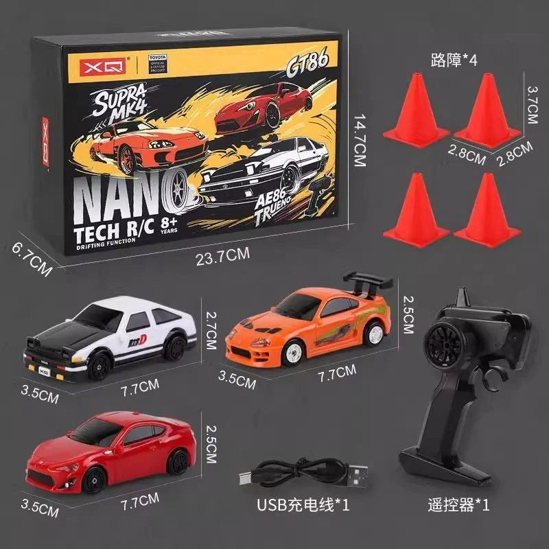 XQ Nano Tech R/C Officially Licensed Supra MK4 Bomex First & Furious 4WD 1:64 Drift Car