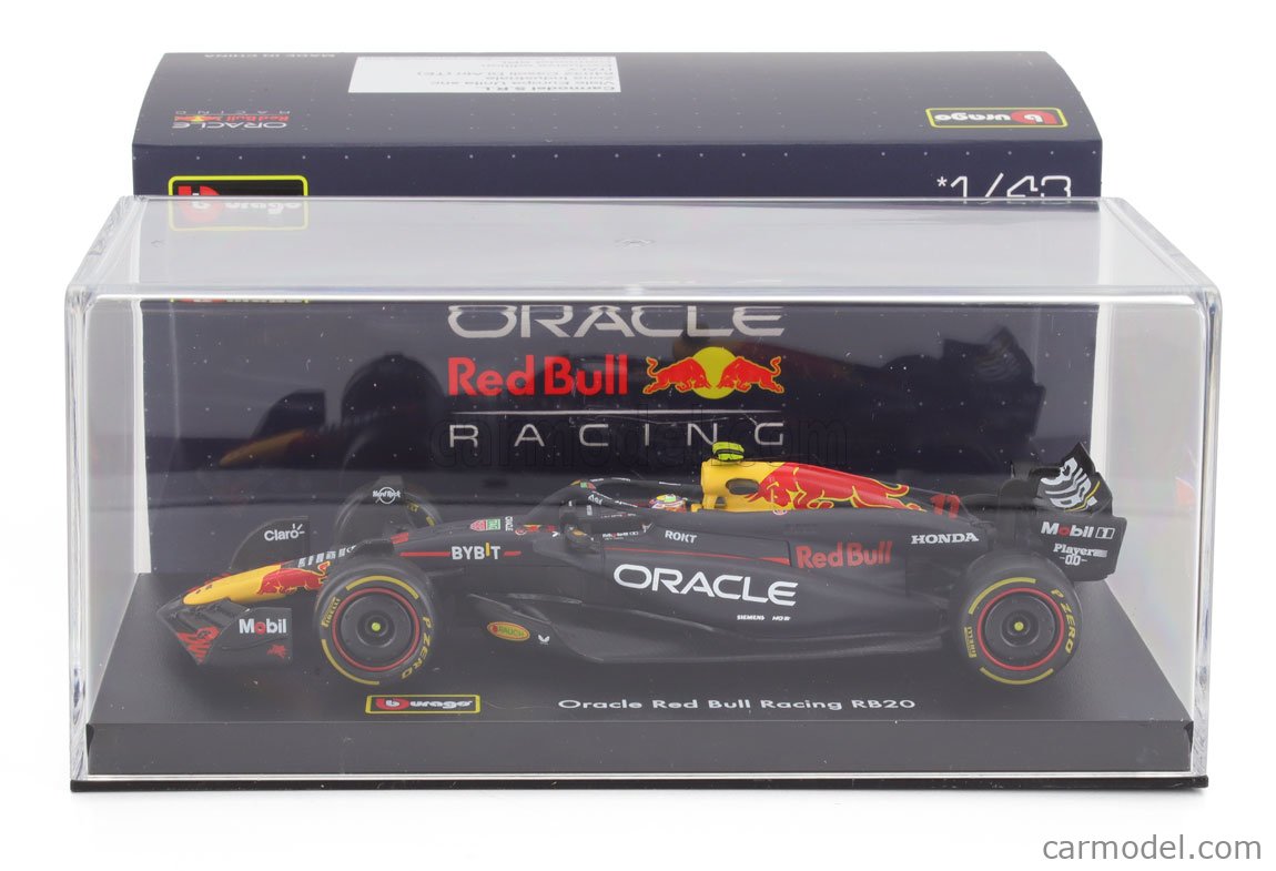 BURAGO - RED BULL - F1 RB20 TEAM ORACLE RED BULL RACING N 11 SEASON 2024 SERGIO PEREZ - WITH PILOT AND SHOWCASE
