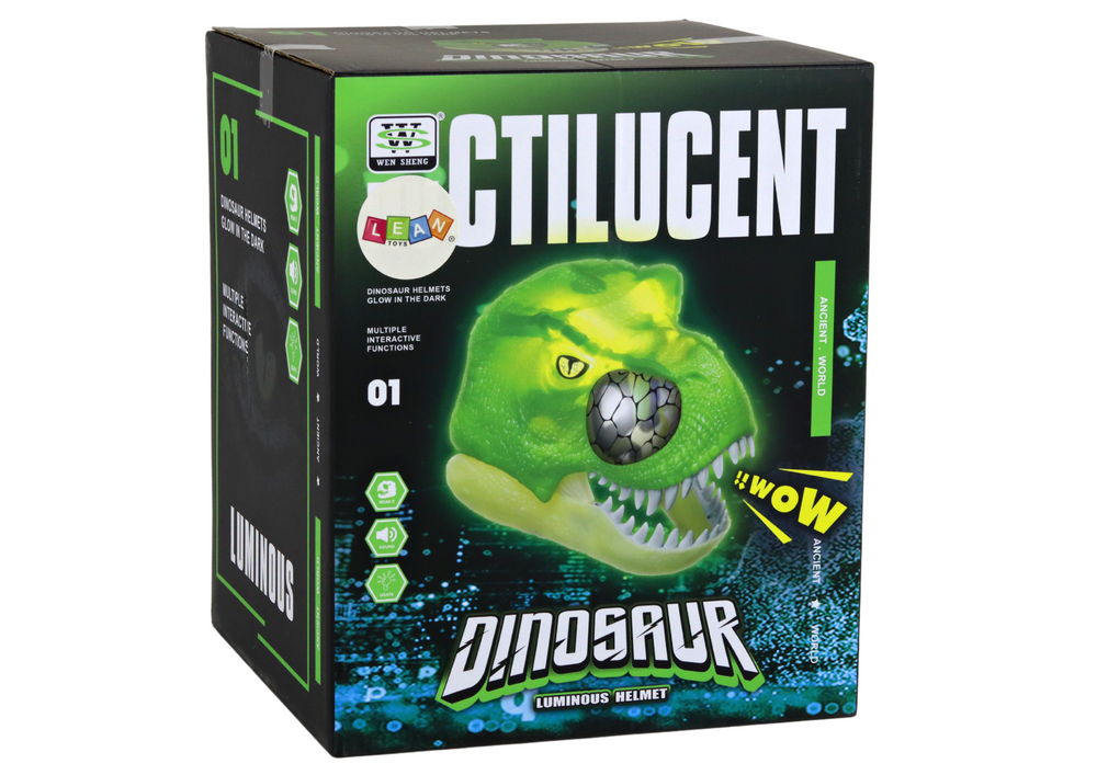 Interactive Dinosaur Luminous Helmet or Dinosaur Mask Glow in the Dark