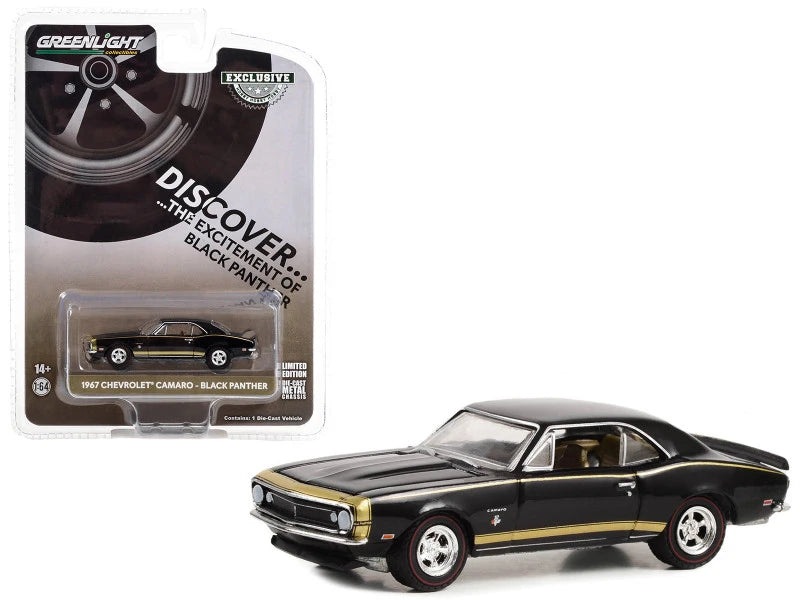 Greenlight Collectibles 1:64 Scale Die-Cast 1967 Chevrolet Camaro Black Panther hobby exclusive Model