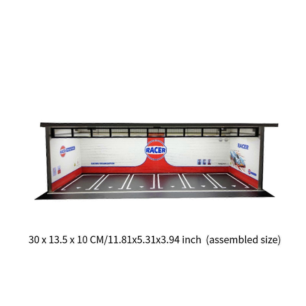 1:64 Scale Racer Diorama Car Garage Model Lighting Car Parking Lot Scene Display Model