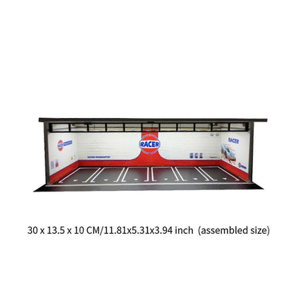 1:64 Scale Racer Diorama Car Garage Model Lighting Car Parking Lot Scene Display Model
