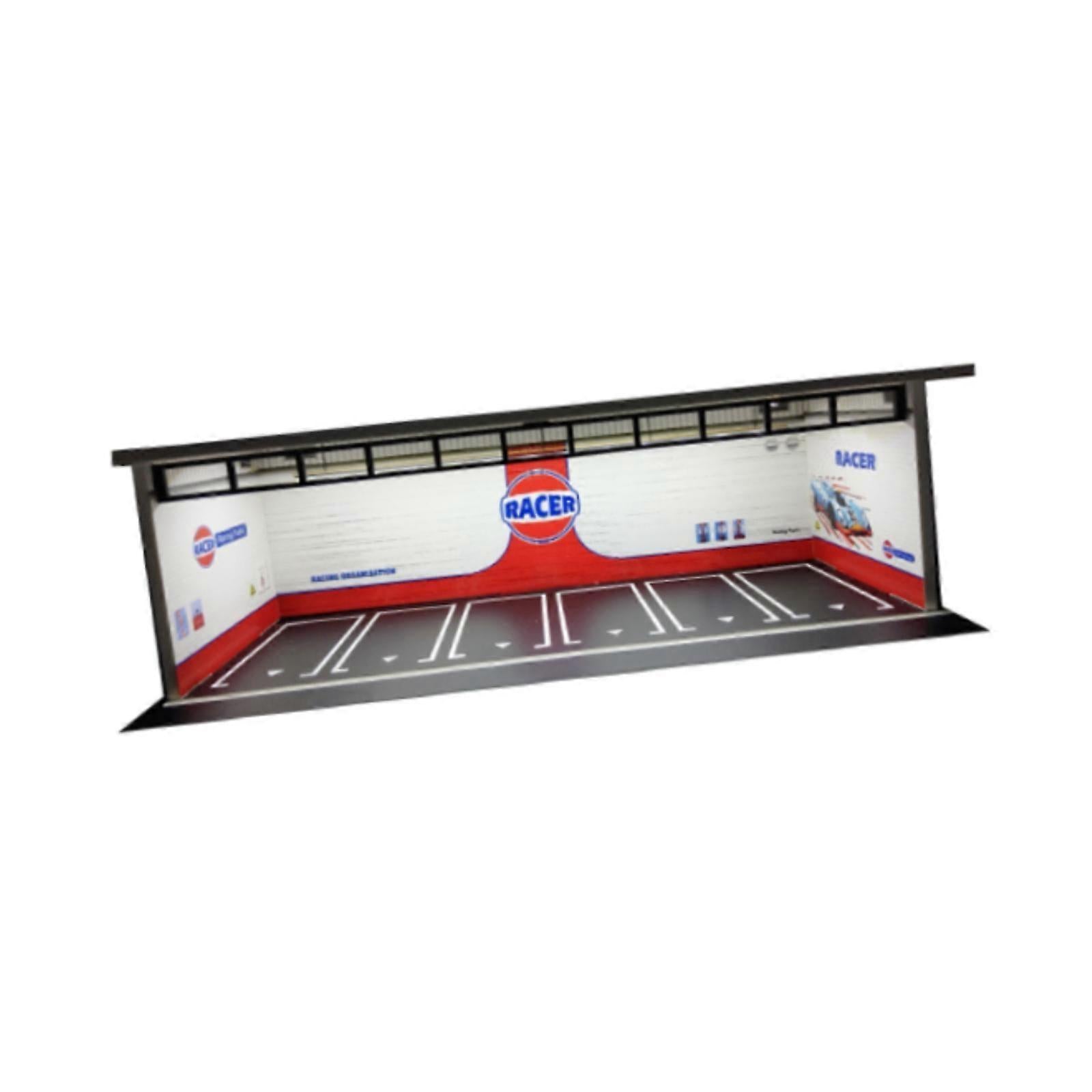 1:64 Scale Racer Diorama Car Garage Model Lighting Car Parking Lot Scene Display Model