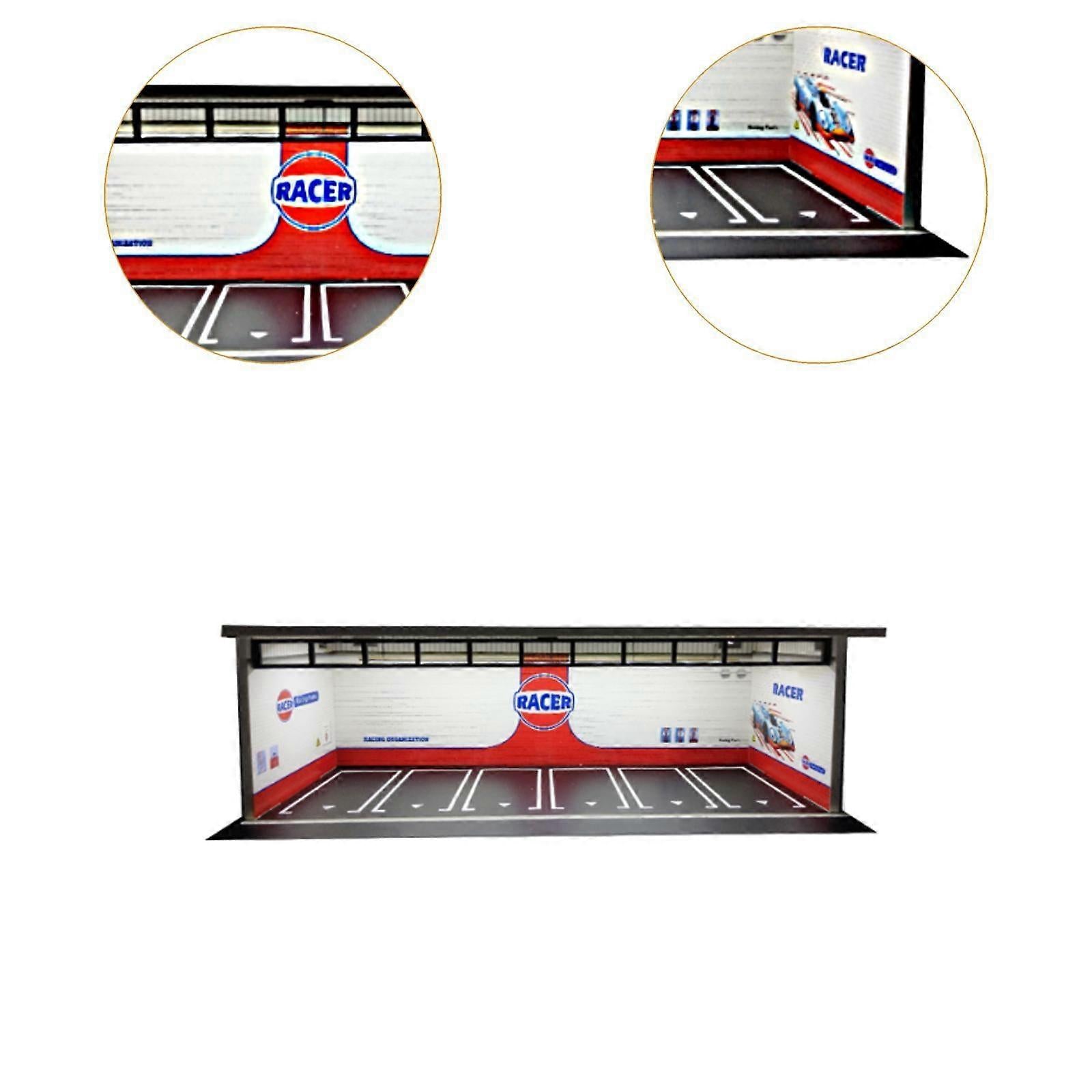 1:64 Scale Racer Diorama Car Garage Model Lighting Car Parking Lot Scene Display Model