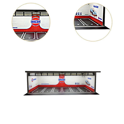 1:64 Scale Racer Diorama Car Garage Model Lighting Car Parking Lot Scene Display Model