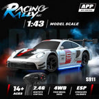 HB Racing Rally R/C1/43 Porsche 24G Full Ratio 4WD High Speed Car ESP Gyroscope APP Drift Racing Model