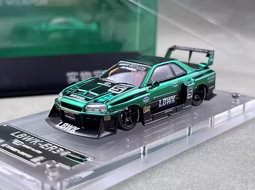 STREET WEAPON NISSAN SKYLINE GT-R ER34 LBWK CHROME GREEN 1/64 DIECAST CAR BY STREET WEAPON