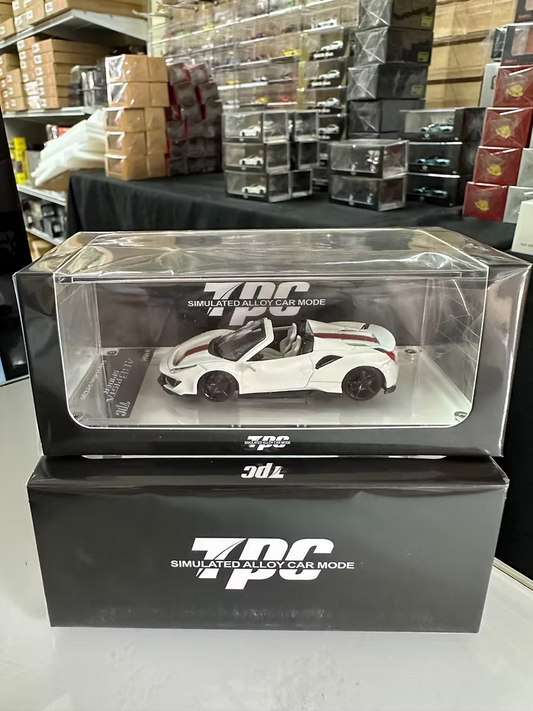 FERRARI 488 PISTA SPIDER NOVITEC PEARL WHITE 1/64 DIECAST CAR MODEL BY TPC