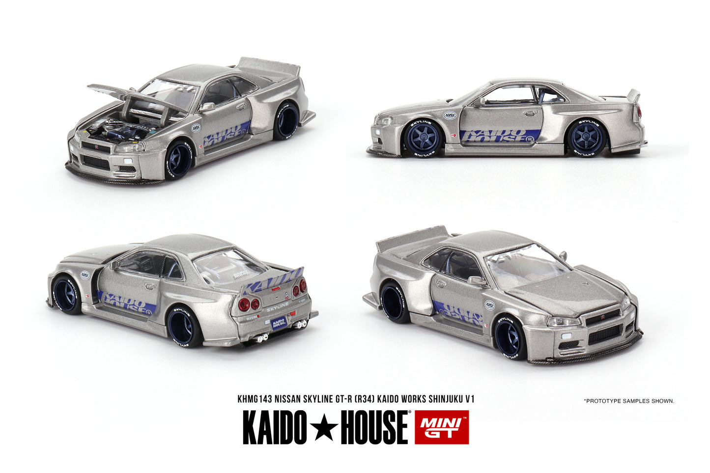 MINI GT Kaido House #143: Nissan Skyline GT-R (R34) Kaido Works SHINJUKU V1