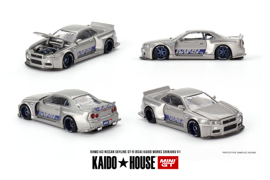 MINI GT Kaido House #143: Nissan Skyline GT-R (R34) Kaido Works SHINJUKU V1
