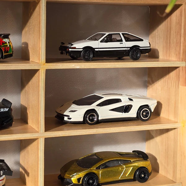 Wooden LED Hot Wheels Diecast Diorama Organizers With Light With Acrylic Dust Covers - Fits 12 Cars ( No cars Included )