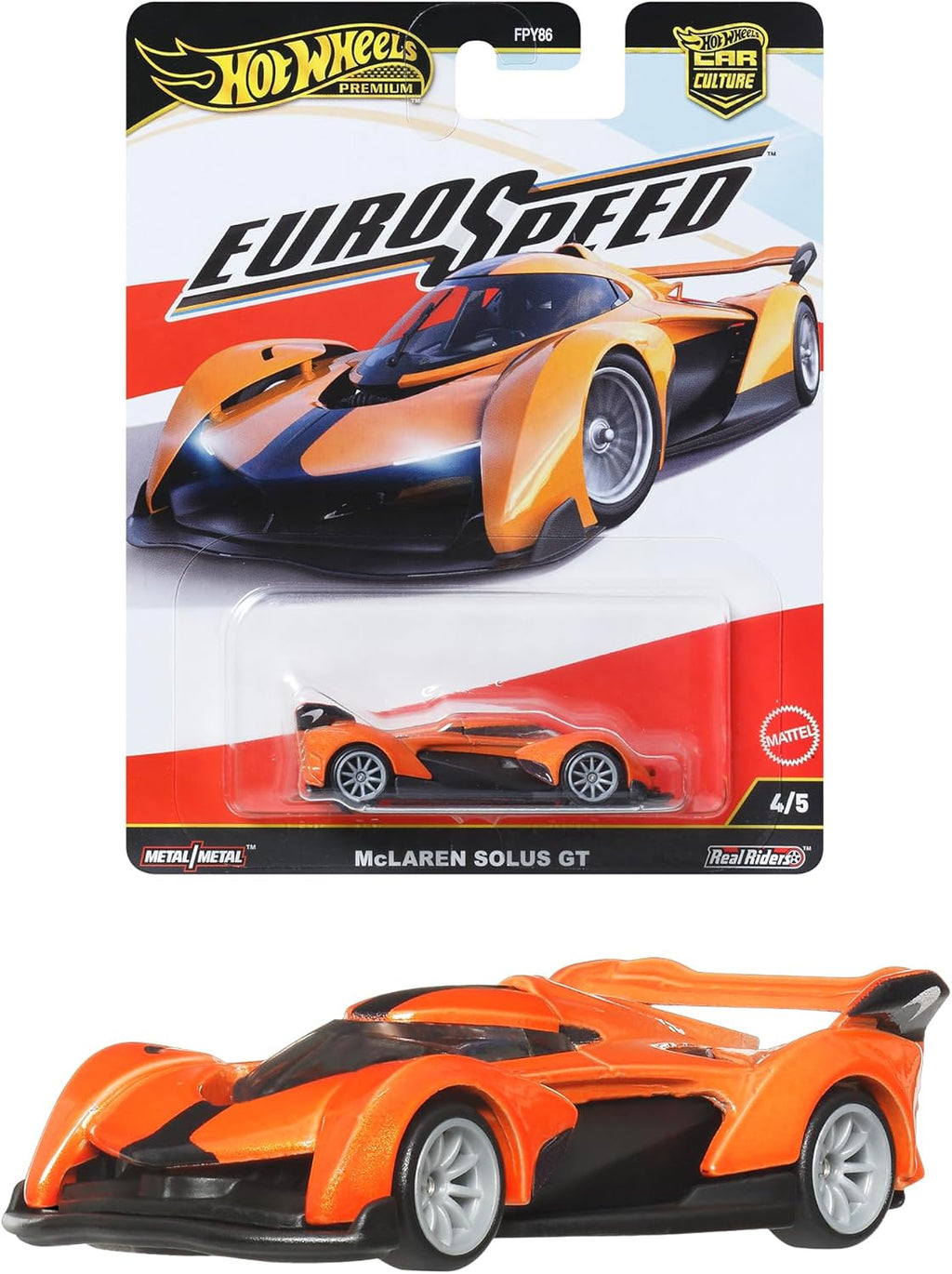 Cocoland Toys Hot Wheels Premium Orange EuroSpeed Race Car Die-Cast Car Front Card View
