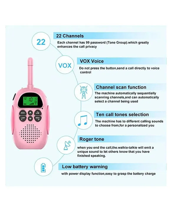 Handheld Two Ways Radio Children Walkie Talkie Rechargeable Long Range Built-in Flashlight Toy