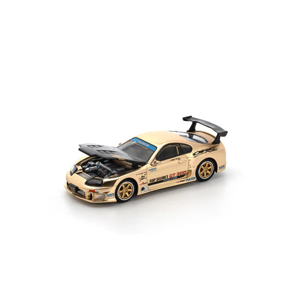 POP RACE 1:64 TOP SECRET GT300 SUPRA CHROME GOLD / CARBON HOOD PR640277