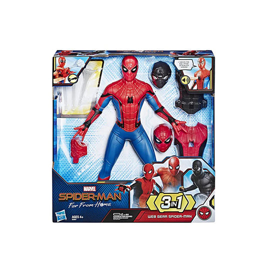 SPIDER-MAN Marvel Plastic Far From Home Deluxe 13-Inch-Scale Web Gear Action Figure With Sound Fx, Suit Upgrades, And Web Blaster Accessory - Multicolor