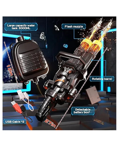 Lumo Brilliant Toys Gatling Electric Water Gun High-Pressure Automatic Rechargeable Long Range Outdoor Water Blaster Toy