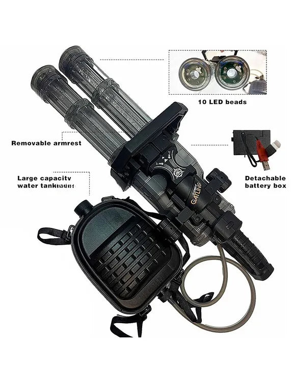 Lumo Brilliant Toys Gatling Electric Water Gun High-Pressure Automatic Rechargeable Long Range Outdoor Water Blaster Toy
