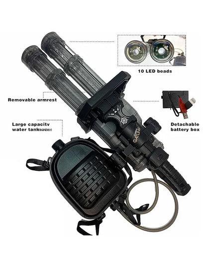 Lumo Brilliant Toys Gatling Electric Water Gun High-Pressure Automatic Rechargeable Long Range Outdoor Water Blaster Toy