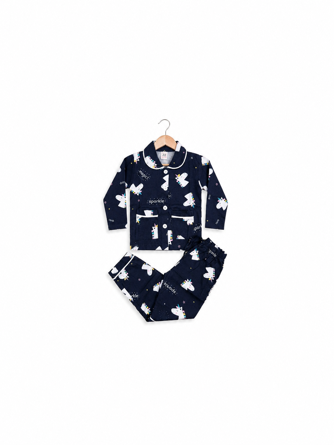 Navy Blue Unicorn Magic Kids Night Suit Set