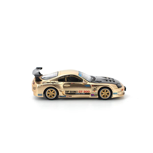 POP RACE 1:64 TOP SECRET GT300 SUPRA CHROME GOLD / CARBON HOOD PR640277