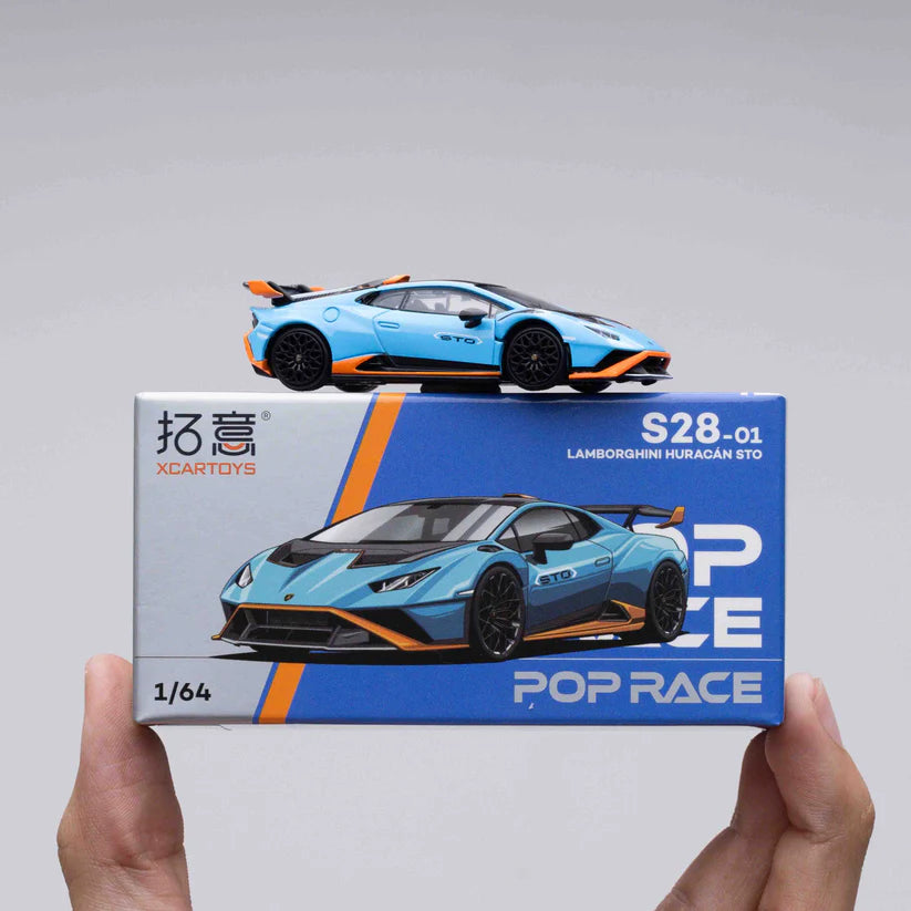 Pop Race 1:64 scale Lamborghini Huracan STO in Blu Laufey
