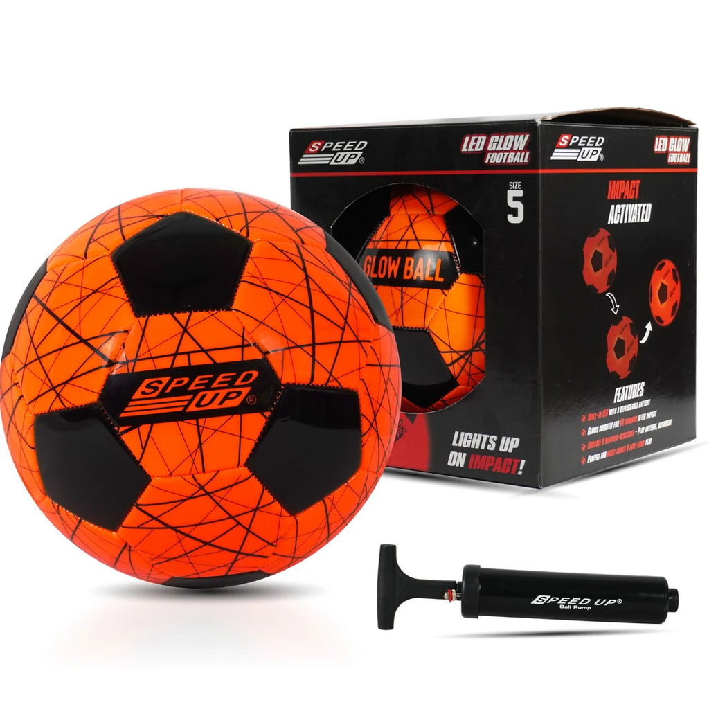 Speed Up LED Light Up Glow Football Night Sport Game Training Indoor/Outdoor Soccer Ball Educational Toy Ball Size 5, for Adult Kids Teenagers Boys Girls