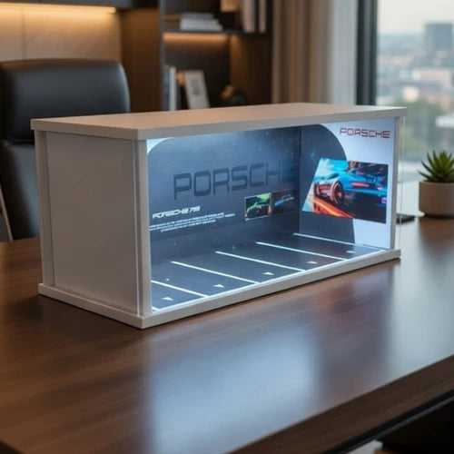Cocoland Toys Porsche themed acrylic garage display case