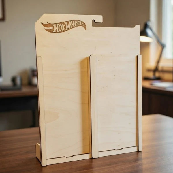 Cocoland Toys rear view of Hot Wheels wooden wall display rack