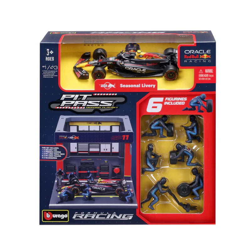 Bburago F1 Red Bull Racing RB20 2024 Pit Pass Diorama Sergio Perez 1/43 Scale