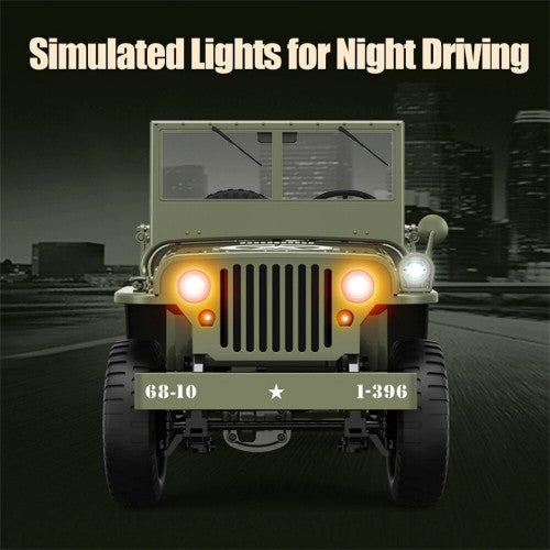 JJRC C8815 RTR 1/10 4WD RC Willys Military Truck – Rock Crawler with Metal Frame & LED Lights