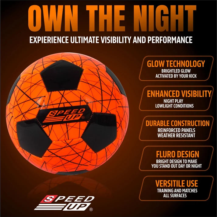 Speed Up LED Light Up Glow Football Night Sport Game Training Indoor/Outdoor Soccer Ball Educational Toy Ball Size 5, for Adult Kids Teenagers Boys Girls