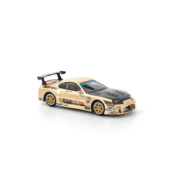 POP RACE 1:64 TOP SECRET GT300 SUPRA CHROME GOLD / CARBON HOOD PR640277
