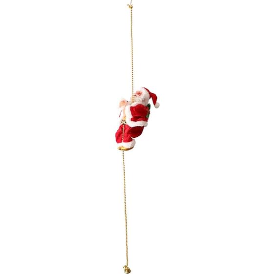 Funny Electric Animated Climbing Santa Claus on  Beads Chain Musical Moving Figure Christmas Ornament