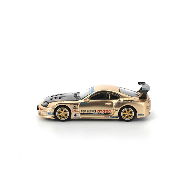 POP RACE 1:64 TOP SECRET GT300 SUPRA CHROME GOLD / CARBON HOOD PR640277