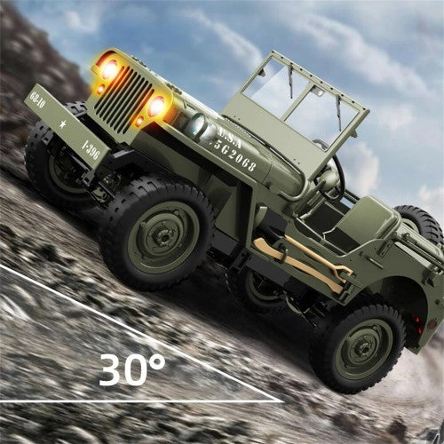 JJRC C8815 RTR 1/10 4WD RC Willys Military Truck – Rock Crawler with Metal Frame & LED Lights