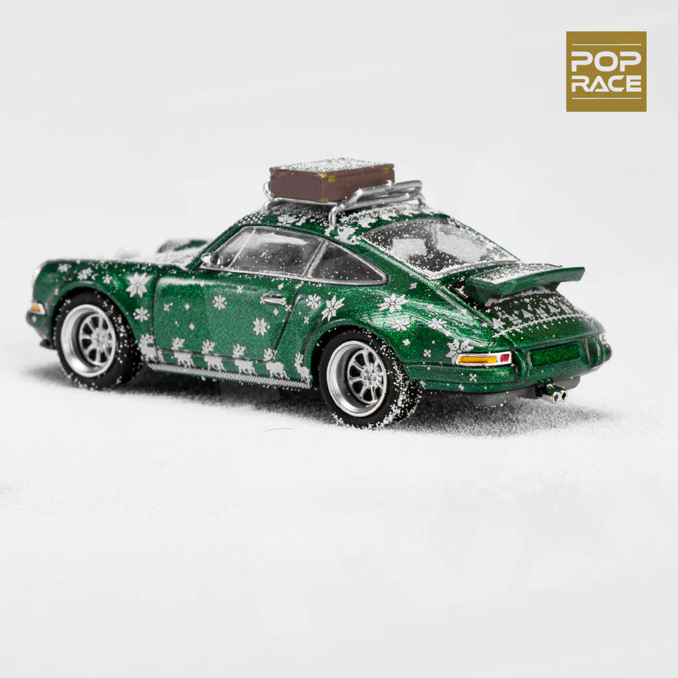 Pop Race Christmas Edition 1:64 Scale Porsche 911 (964) Singer Targa - Christmas Edition 2023 (Metallic Green)