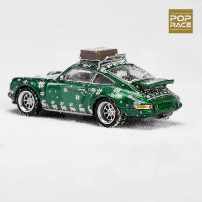 Pop Race Christmas Edition 1:64 Scale Porsche 911 (964) Singer Targa - Christmas Edition 2023 (Metallic Green)