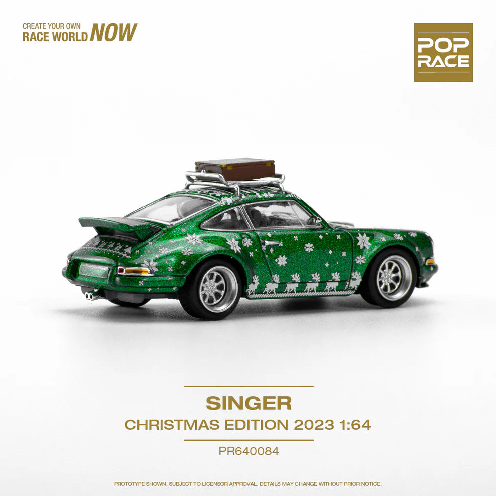Pop Race Christmas Edition 1:64 Scale Porsche 911 (964) Singer Targa - Christmas Edition 2023 (Metallic Green)