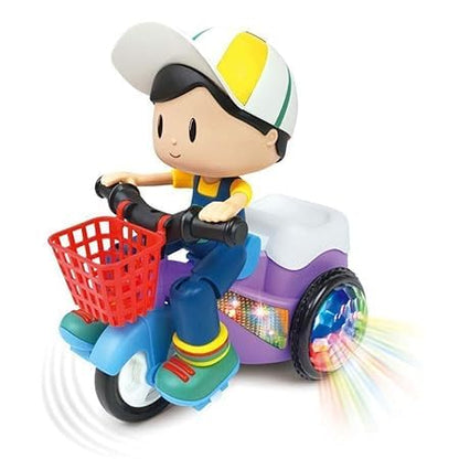 Balisayo Light and Sound Musical Stunt Bike Tricycle Bump and Go Scooter Toy