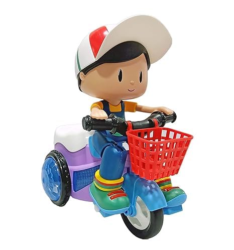 Balisayo Light and Sound Musical Stunt Bike Tricycle Bump and Go Scooter Toy