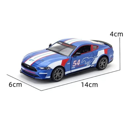 CCA 1:34 Ford Mustang GT 2018 Die-Cast Car with Openable Hood & Doors, Lights and Sound Toy Vehicle for Kids (Blue)