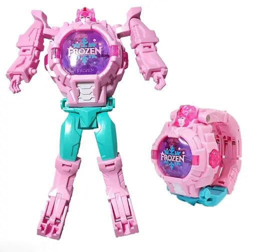 Action Figure Toy Robot Deformation Convertible Digital Wrist Watch for Kids (Comes With Mix Theme)