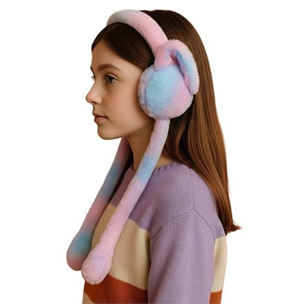 Cute Rabbit Ear Moving Earmuffs for Kids | Warm Plush Winter Headband for Boys & Girls | Soft Cozy Floppy Ear Design  (Chu Chu)