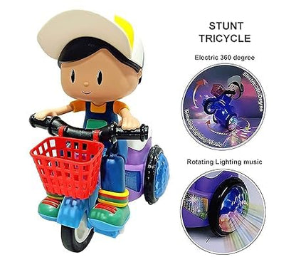 Balisayo Light and Sound Musical Stunt Bike Tricycle Bump and Go Scooter Toy