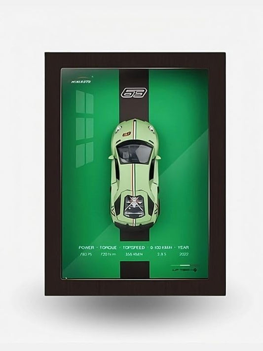 Die Cast Car Frame Wall Art | Wooden Frame with Removable Die-Cast Cars, Lights, Pull-Back Action & Opening Doors | Collectible Display for Car Lovers