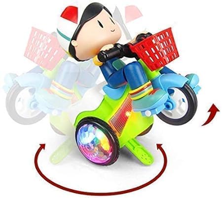 Balisayo Light and Sound Musical Stunt Bike Tricycle Bump and Go Scooter Toy