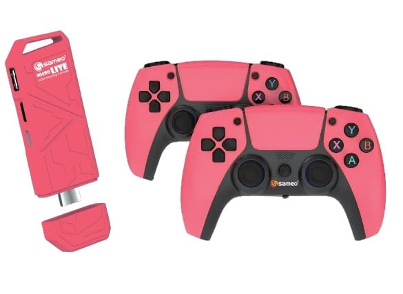 Sameo Micro Lite HDMI Gaming Console ,Game Stick, Video Games, Console Built -in 10000 Retro Games Dual Player- 4K Ultra HD Wireless TV Game Stick,Video Game for Kids (Red)