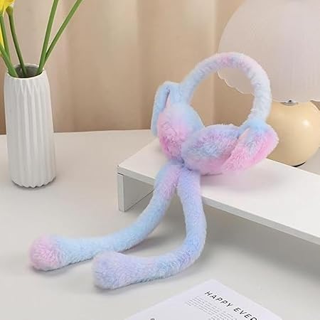 Cute Rabbit Ear Moving Earmuffs for Kids | Warm Plush Winter Headband for Boys & Girls | Soft Cozy Floppy Ear Design  (Chu Chu)