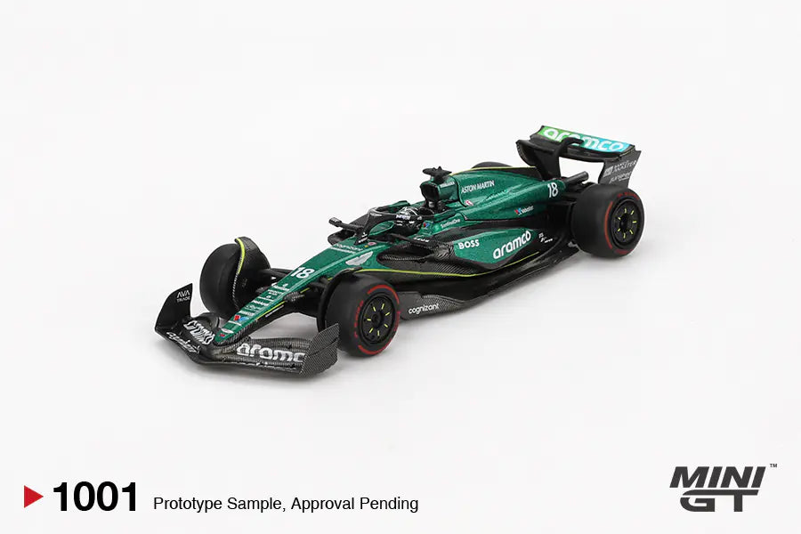MINI GT Aston Martin AMR24 #18 2024 F1 2024 Bahrain GP Lance Stroll – 1001