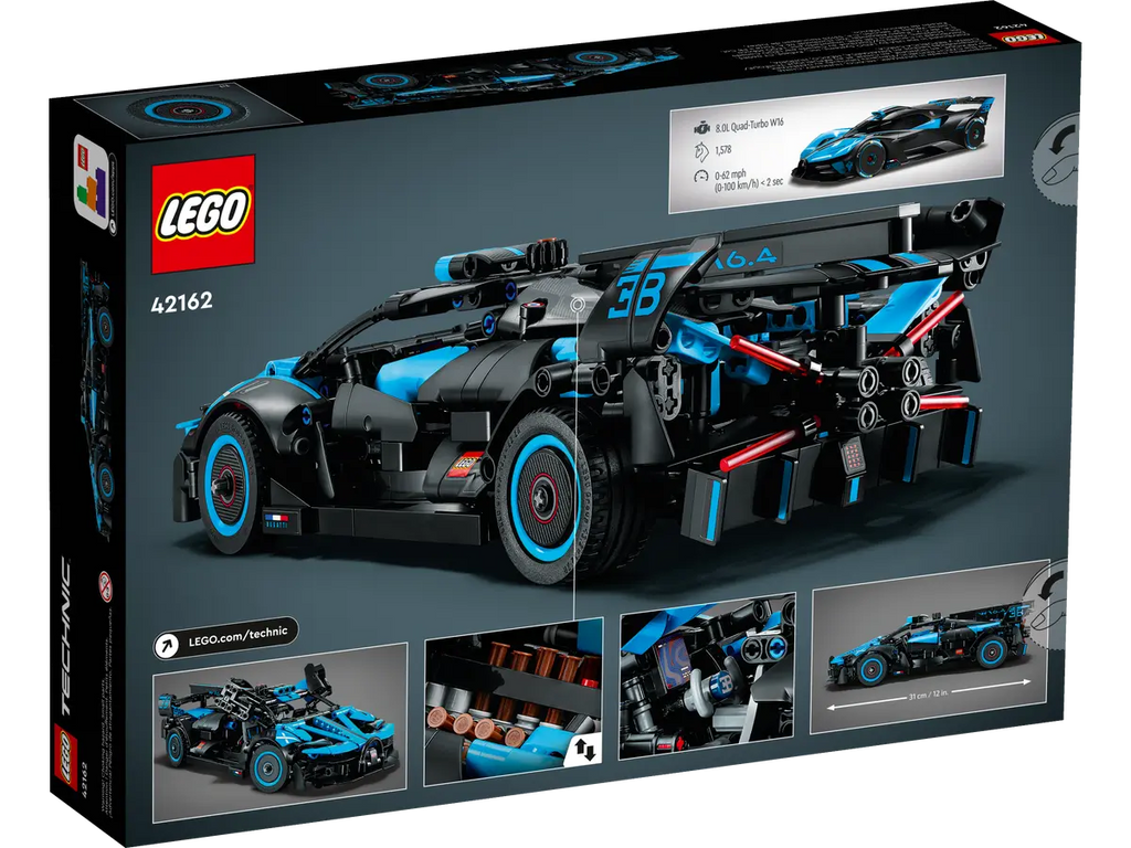 LEGO Technic Bugatti Bolide Agile Blue 42162 Building Toy Set for Kids Aged 9+